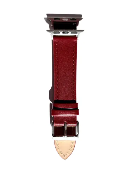 Apple Watch leather strap, dark red, by Vild Hamburg