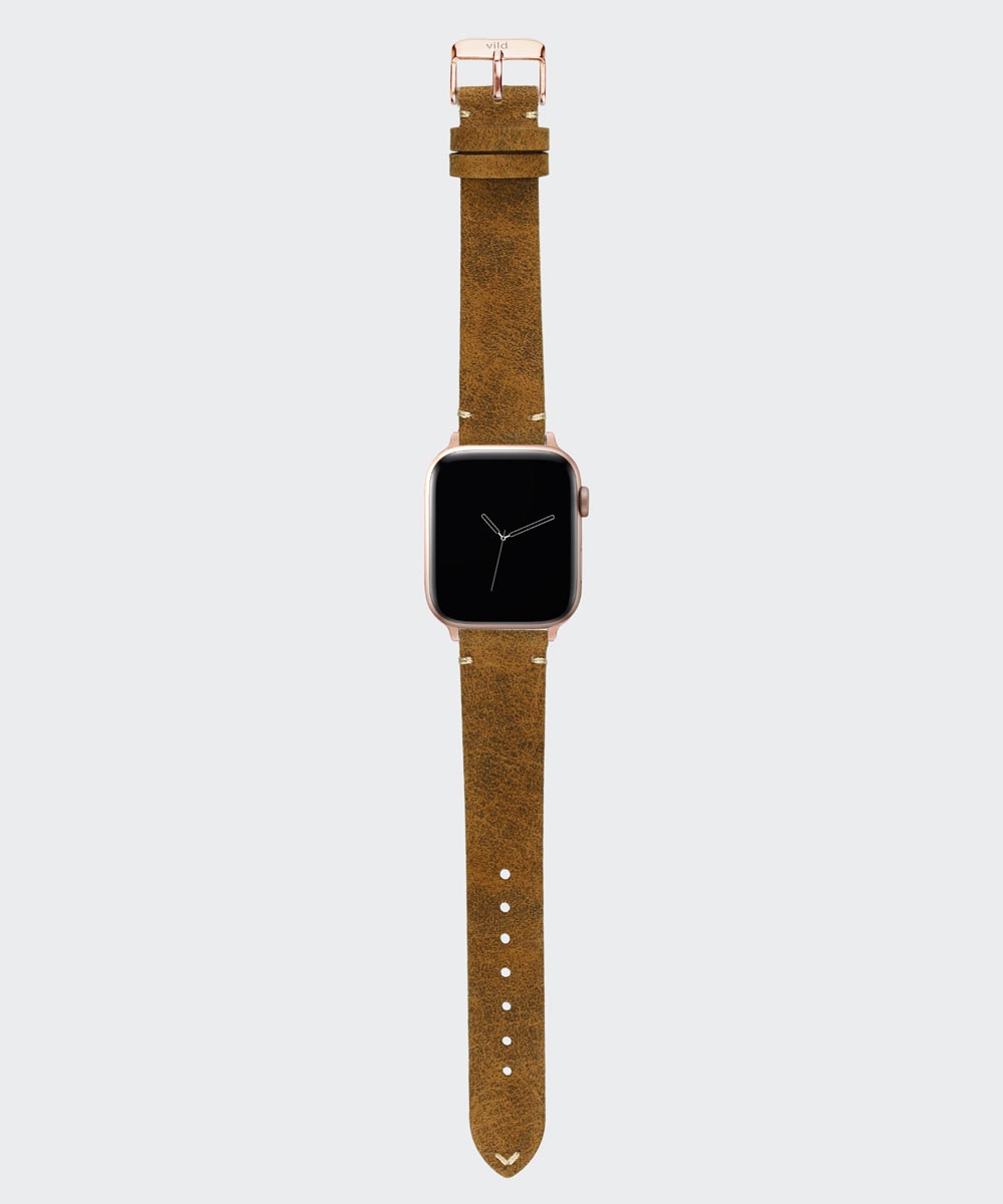 Goldbraunes Lederarmband für die Apple Watch mit Style | vild 🦌