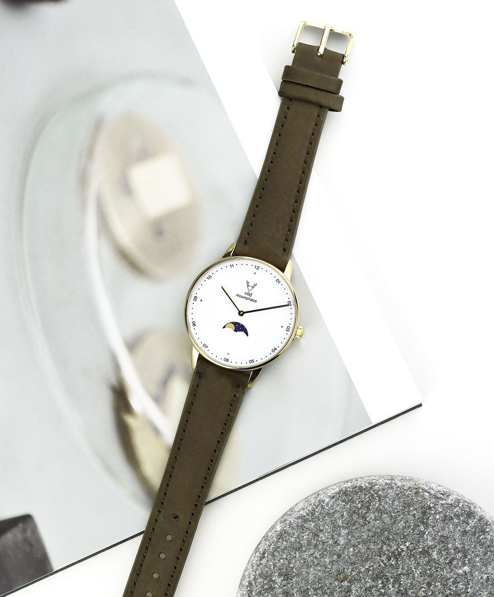 Grün-braunes Leder Uhrenarmband | kostenloser Versand
