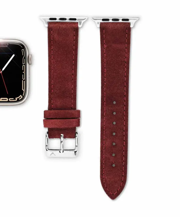 <b>BORDEAUX</b> <br><small>Apple Watch Armband Wildleder rot</small> – Bild 3