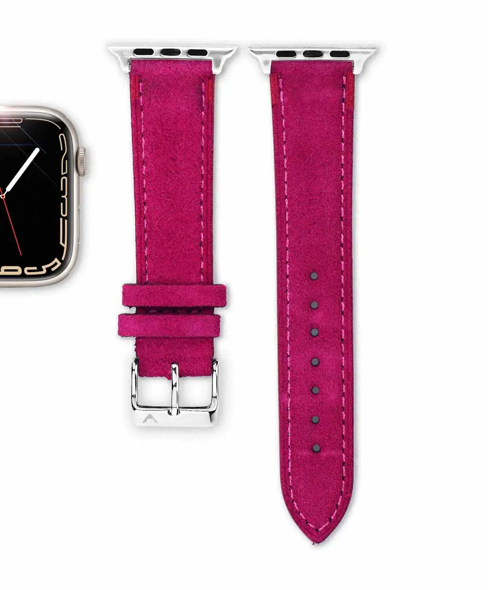 apple-watch-polarstern-armband-suede-pink-front-vild-hamburg <b>PINK</b> <br><small>Apple Watch Armband Wildleder pink</small> – Bild 5