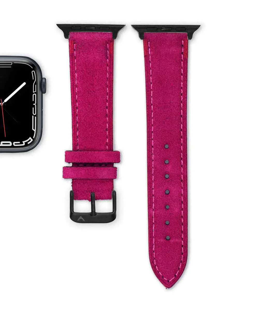 Apple Watch Black Suede Pink Front Vild Hamburg <b>PINK</b> <br><small>Apple Watch Armband Wildleder pink</small> – Bild 4