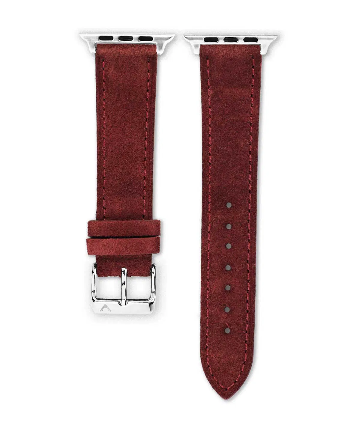 Apple Watch Silver Suede Dark Red Front Vild Hamburg <b>BORDEAUX</b> <br><small>Apple Watch Armband Wildleder rot</small> – Bild 1