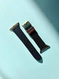 Apple Watch canvas band, dark blue, in sunlight on a colored background by vild Hamburg