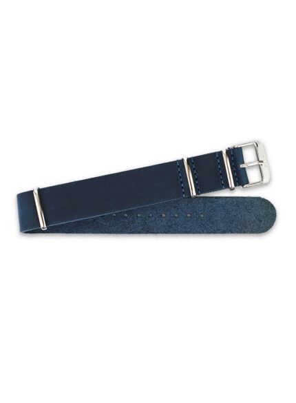 <b>MARINE</b> <br><small>Leder Nato Strap blau</small>