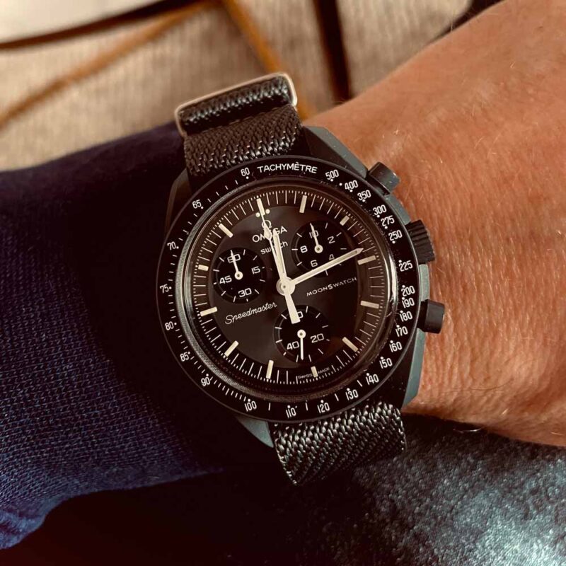 Omega Swatch MoonSwatch Mission to Mercury mit Nato Strap in Dunkelgrau von vild Hamburg