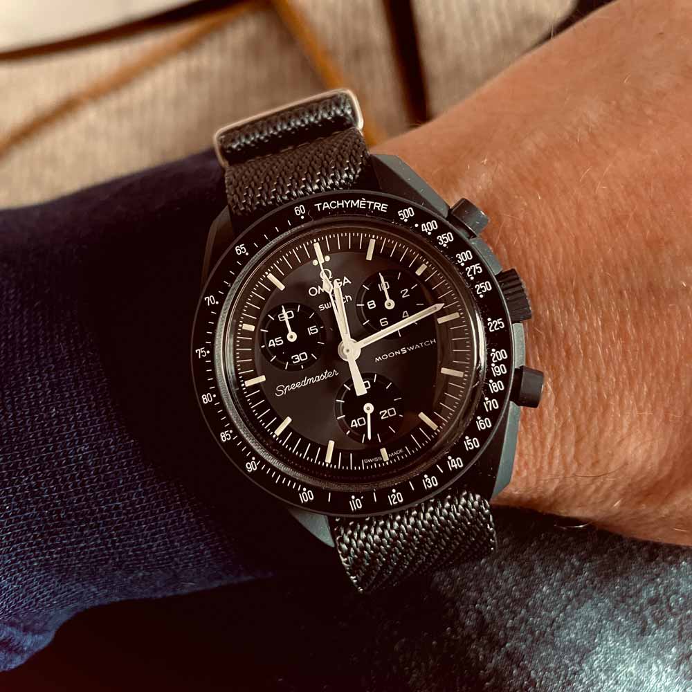 Omega Swatch MoonSwatch Mission to Mercury with Nato Strap in dark gray from vild Hamburg