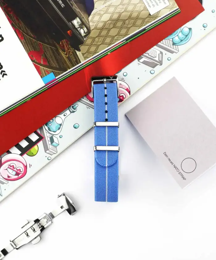 <b>SKY-STRIPE</b> <br><small>Textil Nato Strap blau-weiß</small> – Bild 2