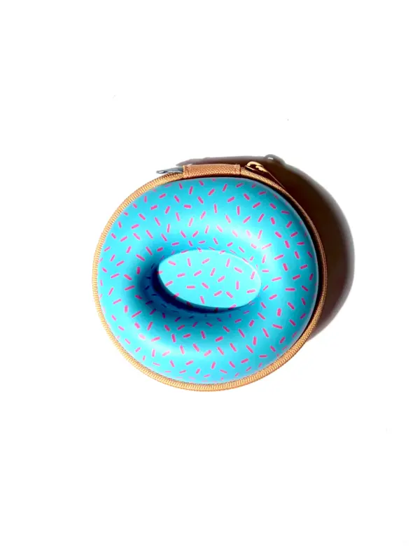 Uhrenetui für 1 Uhr im blauen Donut Design mit pinken Streuseln