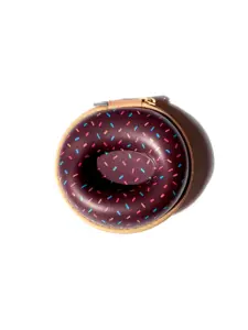 Watch case for a 1-inch watch in a brown donut design with colorful sprinkles