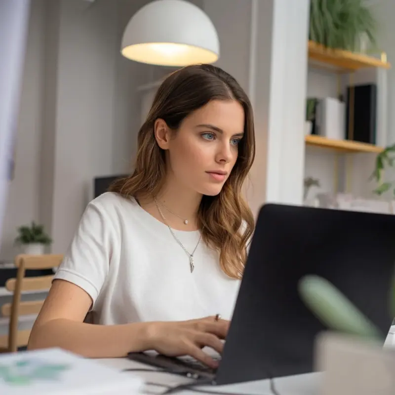 Photo of Melissa from customer service at the laptop of vild Hamburg