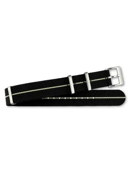 Black SILVERSTONE NATO watch strap with grey-green stripe