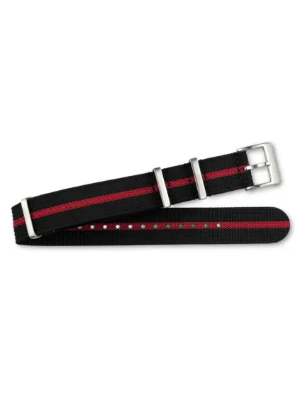Black MISTRAL Premium NATO Strap with striking red stripe