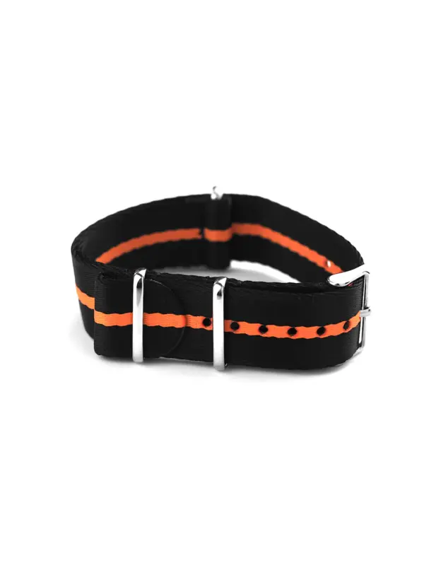 SEAFARER NATO Uhrenarmband schwarz-orange geschlossen dargestellt