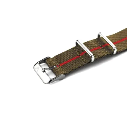 MONZA Nylon NATO Strap olive-red with polished buckle